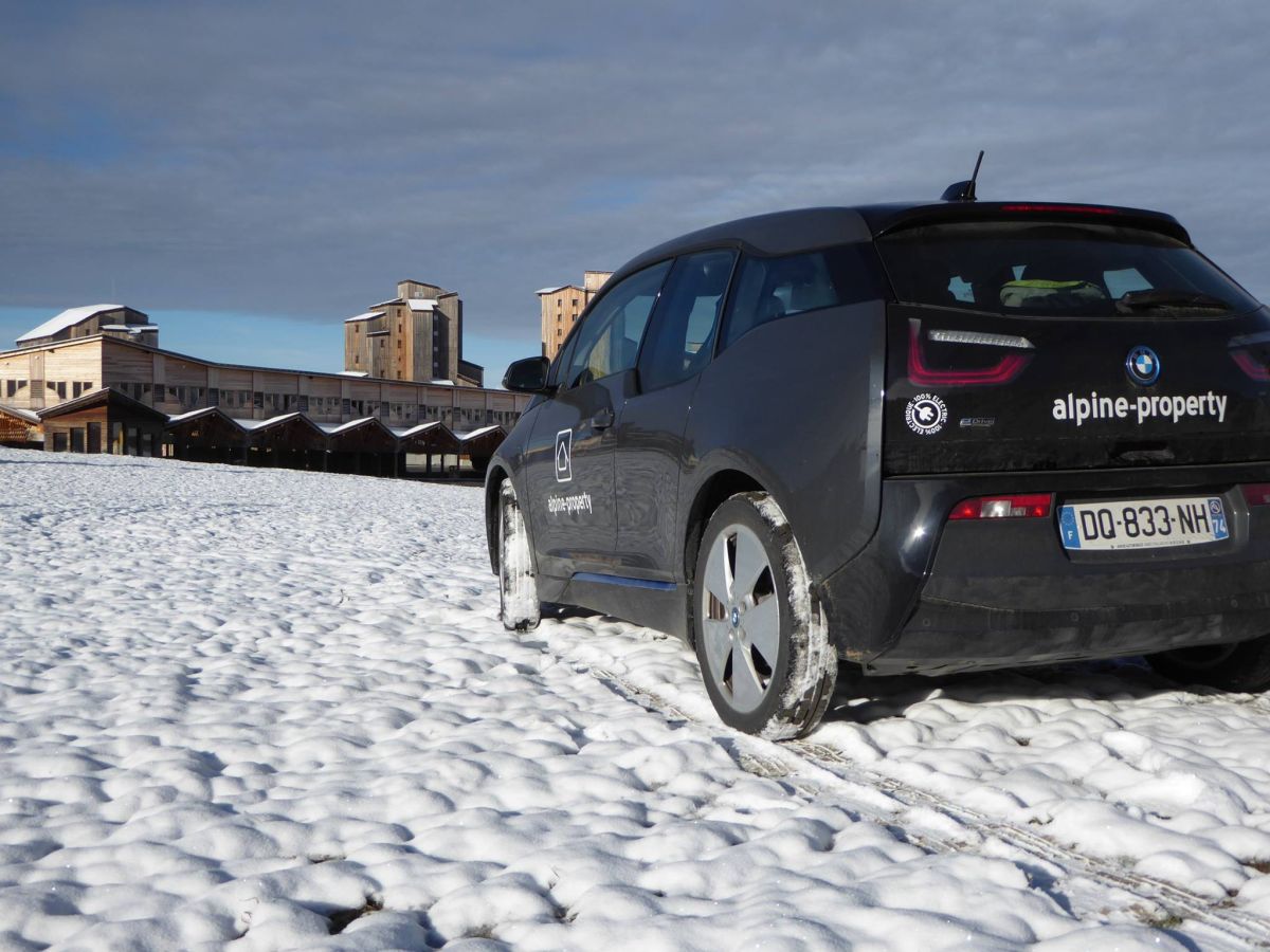 An Electric Car in the Snow