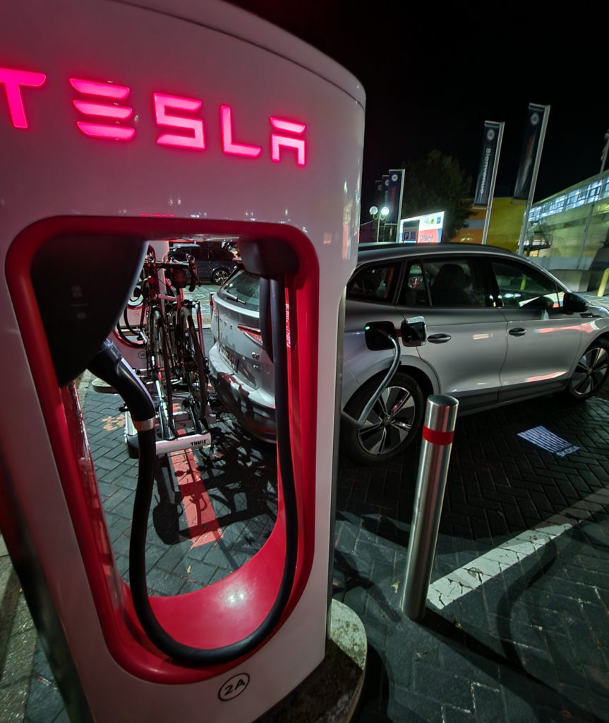 Only selected Tesla charging stations are available to all, these are at the Channel Tunnel check-in