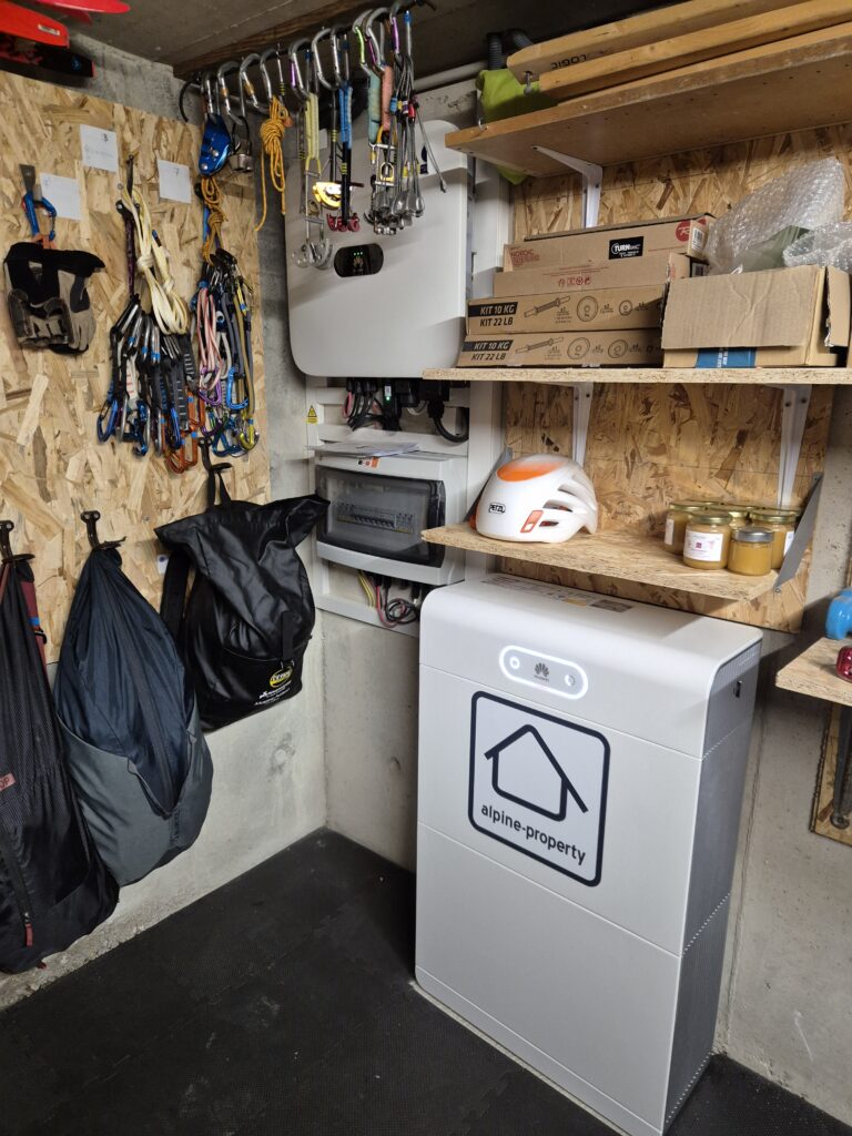 PV inverter and battery in a cellar.